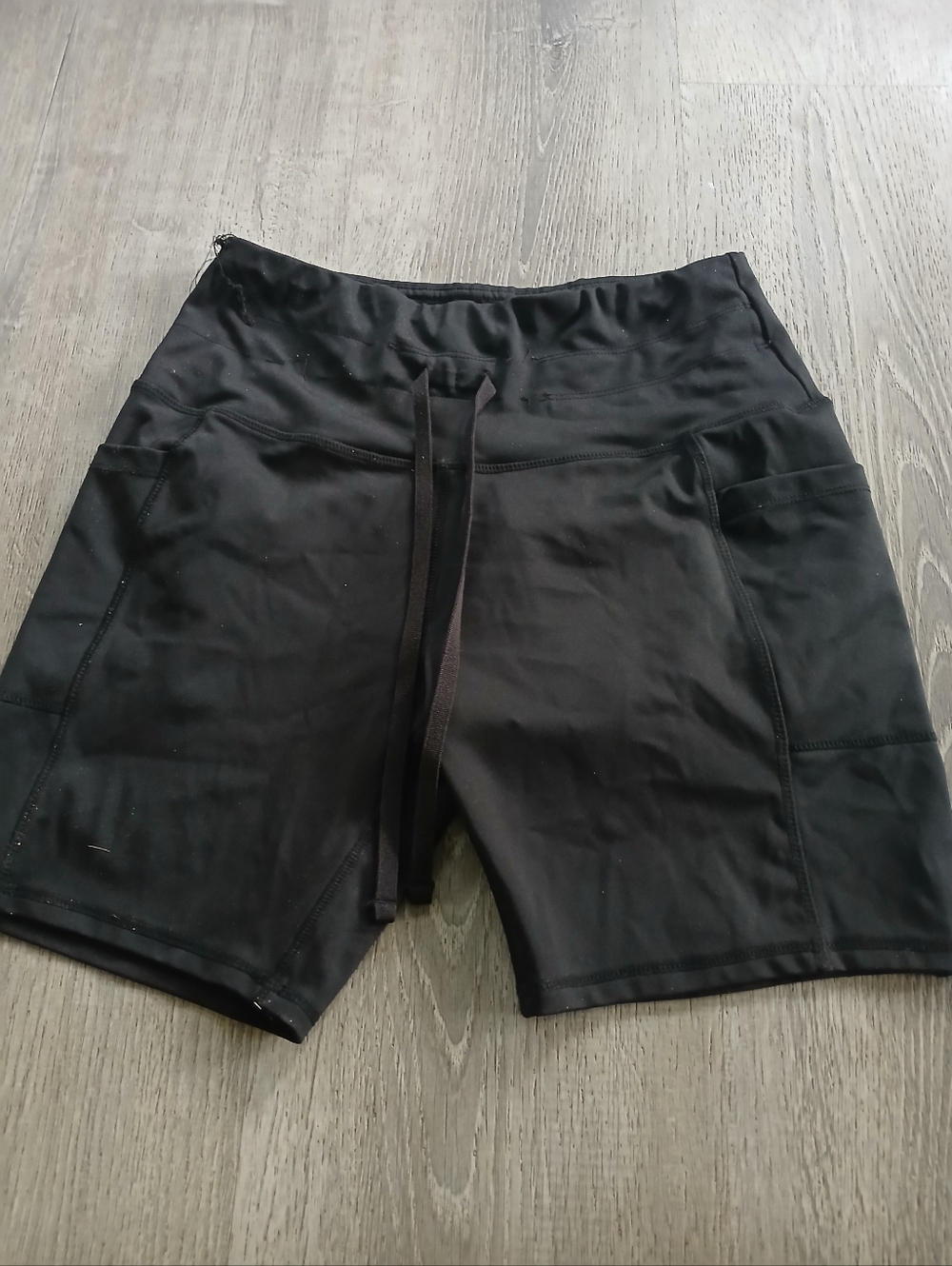 NYL Black Athletic Drawstring Bike Shorts with Side Pocketsn.